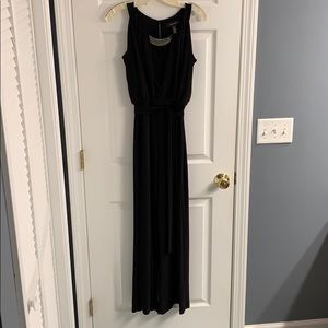 Black one piece wide leg pant suit